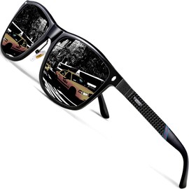 ATTCL Men's Driving Classic Polarized Sunglasses Al-Mg Metal Frame Ultra Light black