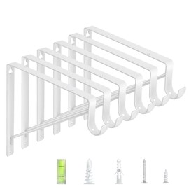6-Pack Closet Rod Bracket, 10.8x10.8Inch Closet Shelf Brackets Heavy Duty Wall Mounted, Matte White Steel Closet Rod Support Brackets Holder, 300 Lbs Load Capacity with Anchors Screws