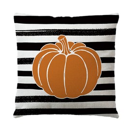 7COLORROOM 2Pack Hello Pumpkin Throw Pillow Covers Watercolor Stripes Pumpkin Cushion Cover Farmhouse Autumn Harvest Pumpkin Home Decor Pillowcases 18”×18”for Fall Thanksgiving