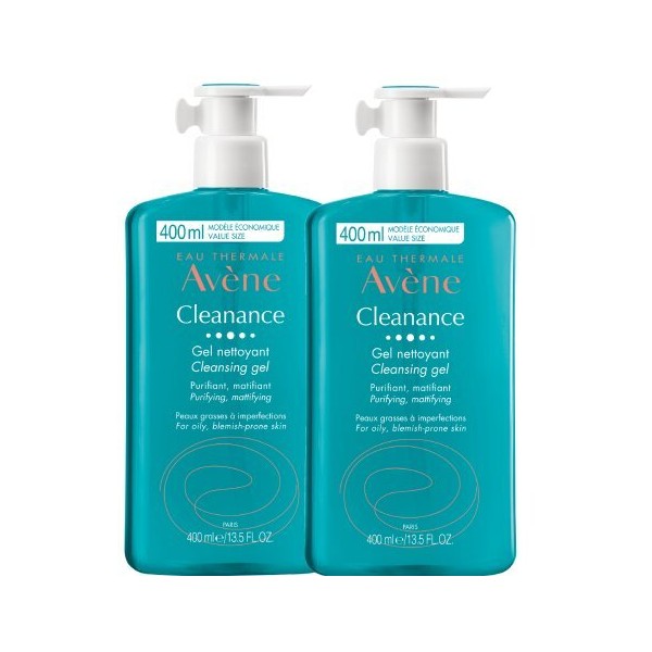 Avene 2x Avene Cleanance Soapless Gel Cleanser, 2x400ml