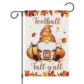 Louise Maelys Welcome Fall Gnome Garden Flag 12x18 Double Sided, Small Burlap Autumn Football and Fall Y'all Yard Flag Fall Harvest Thanksgiving Outside Outdoor House Yard Decoration (ONLY FLAG)