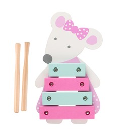 Pink Mouse Wooden Xylophone, Toddler Baby Instruments - Animal Musical Toys For 1 Year Old Kids - Montessori Kids Musical Percussion Instruments - Early Development Activity Toy by Orange Tree Toys