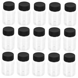 BUGUUYO 25pcs Plastic Sample Vials with Black Lids Wide Mouth Bottles for Liquid Storage High Sealing for Laboratory Use and Chemical Sampling