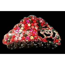 NY FASHION ACCESSORIES New Stunning Ruby Red  CZ Crystal 4 1/2'  Hair Claw Clip