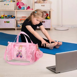 VALICLUD Ballet Dance Bags with Pom Pom Keyring for Girls Gymnastics Handbag, As Shown