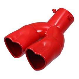 A ABSOPRO Car Exhaust Tip Heart Shaped Tail Pipe 2.48Inch OD 2.64x2.36Inch Outlet 8.54Inch Length Curved Bolt-On Muffler Tip Metal Red