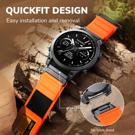 NotoCity Nylon Quickfit 26mm Watch Bands Compatible with Fenix 6X Pro Band,Nylon Velcro Sport Band for Fenix 7x pro sapphire solar/Fenix 7X/Fenix 6X/Fenix 5X/Fenix 5X Plus/Fenix 8 51mm Smartwatches