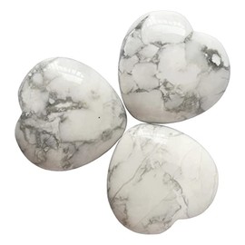 Manekieko 3 Pcs Natural White Howlite Turquoise Pocket Palm Thumb Healing Crystal Heart Love Worry Stones,25mm Reiki Balancing Crystal and Healing Stones
