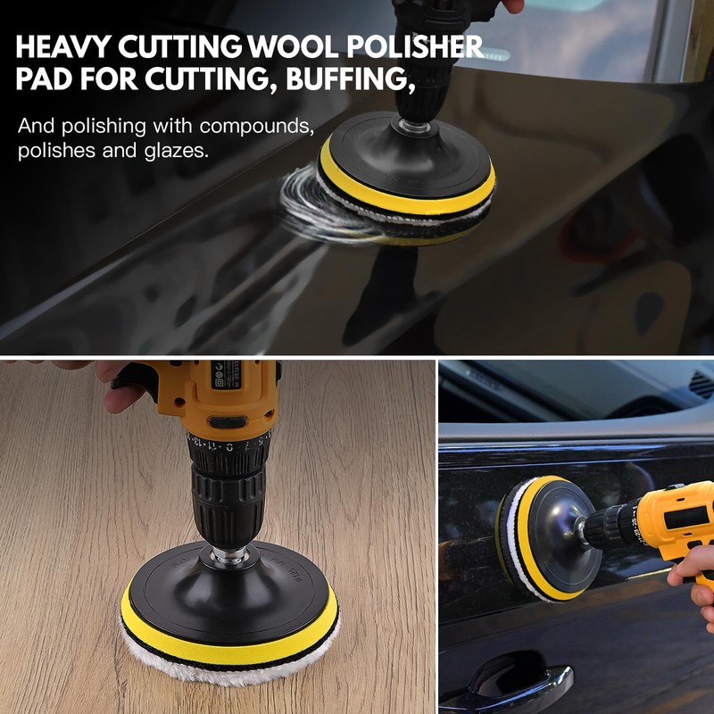 Kshineni 7 Pcs 3 Inch (80 mm) Wool Buffing Polishing