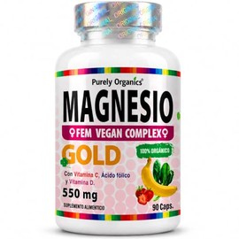 Magnesio Complex Fem| Citrato de Magnesio con Ácido Fólico, Vitamina C y vitamina D | Bienestar Diario | Purely Organics | 90 Cápsulas