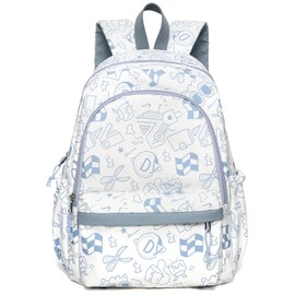 BITUOR School Backpack, Casual Daypack Men Women, Causal School Bags,Daypack Waterproof Backpack Lightweight Rucksack School Bookbag for Teenage Girls Boys, Pattern-Blue