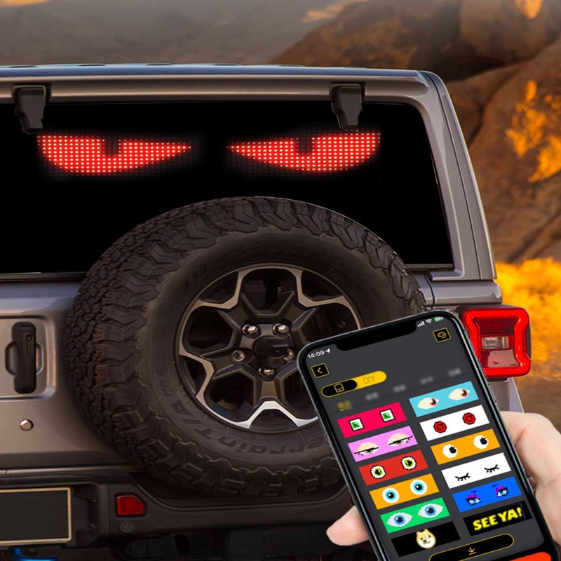 23.42x4.72in Programmable Devil Eyes LED Screen for Car Windshield -