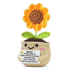 JETTOP Niece Gifts- Niece Birthday Gift Positive Crochet Sunflower Gift for Niece Christmas