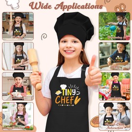 Kids Apron and Chef Hat Set, Funny Adjustable Kitchen Apron for Baking