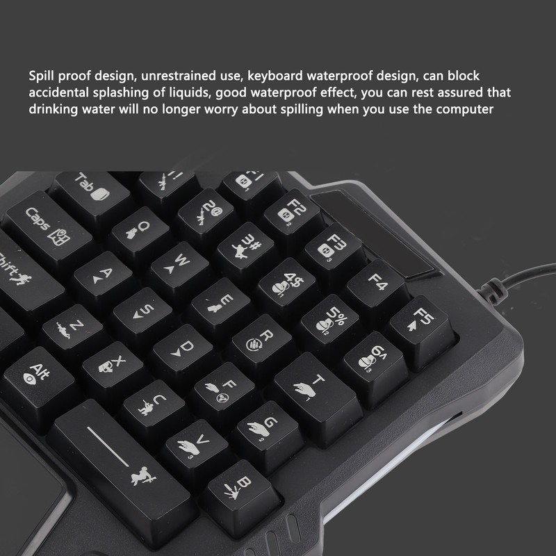 One Handed Gaming Keyboard 35 Keys Waterproof Wide Palm Rest