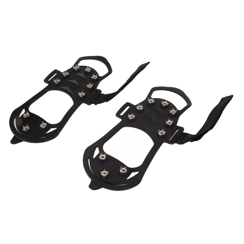 1pair Ice Cleats 10 Teeth Rubber Stainless Steel Foldable Anti