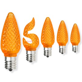 Aniai 5PCS C9 LED Christmas Light Bulbs - C9 led Bulbs with E17 Base Sockets Replacement Bulbs for Outdoor String Lights - Commercial Grade Orange