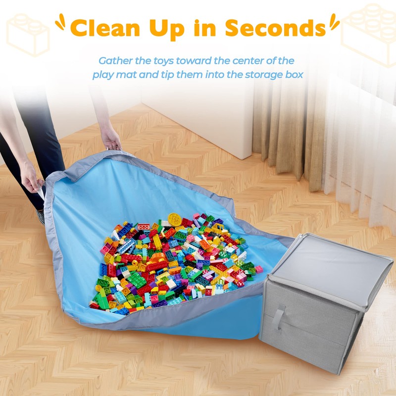 SAM AND MABEL Toy Storage Organizer with Play Mat –