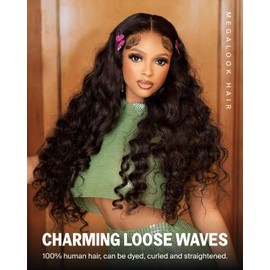 Megalook hair Loose Deep Wave Lace Front Wigs Human Hair Pre Plucked Loose Body Wave Wig 13x4 HD Frontal Wigs Human Hair Pre Bleached Glueless Wig 20 Inch