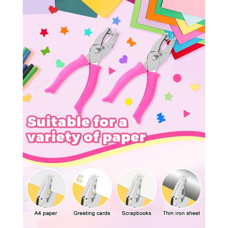 6pcs Mini Hole Punch - Flower,Heart,Star,Circle,Bear,Butterfly Hole Puncher