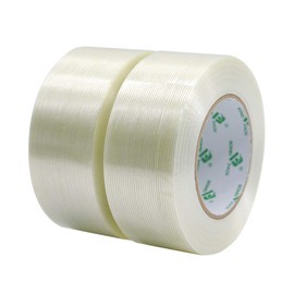 Filament Strapping Tape, 5.3 Mil 2 Inch x 60 Yards, Heavy Duty Reinforced Fiberglass Packing Tape, 2 Pack, BOMEI PACK