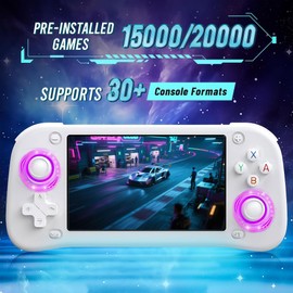 XF43 Retro Handheld Game Console - 4.3" IPS Screen, 3000mAh Battery -128GB TF Card with 25,000+ Games - 30+ Emulators, Linux OS - Portable Case Included (White*128Gb)