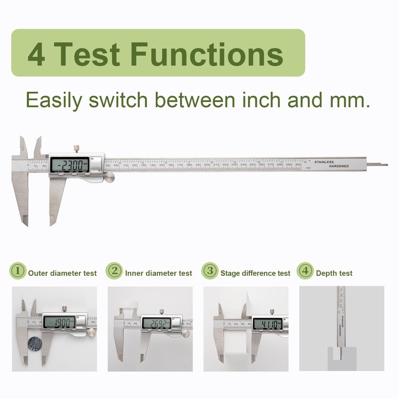 SCITOOLS All-Metal Digital Caliper 0-12" Measuring Tool, Micrometer Caliper with