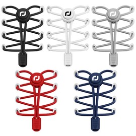 RJ-Sport 5 Pairs of Elastic Shoelaces with Quick Release Laces Quick Lacing System for Unique Comfort and Strong Hold (Black + White + Grey + Red + Navy Blue)