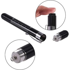 2 PCS Mini Pen Torch Light with Pupil Gauge Ruler Detector, Diagnostic Tool Medical Pen Lamp, Mini Reusable LED Penlight Flashlight for Home Outdoor Hospital Emergency, 1 White+ 1 Yellow