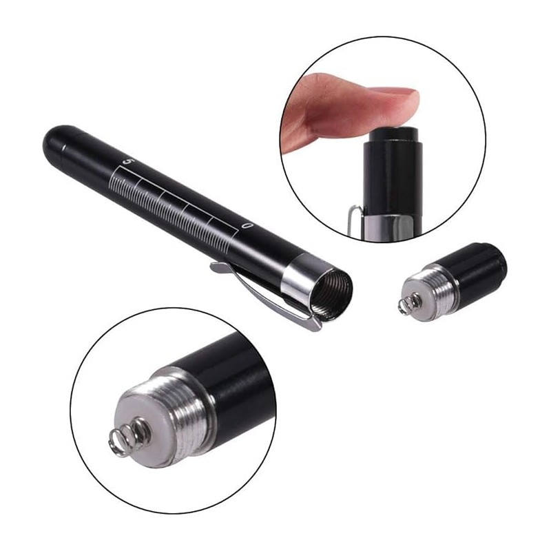 2 PCS Mini Pen Torch Light with Pupil Gauge Ruler