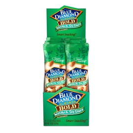 Blue Diamond Almonds Wasabi & Soy Flavored Snack Nuts, Single Serve Bags (1.5 oz, Pack of 12)