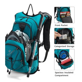 Hydration Backpack Pack with 2L Water Bladder 18L Hiking Backpack Women Men Lightweight Hydropack Insulated Daypack for Biking, Running, Festival (Emerald)