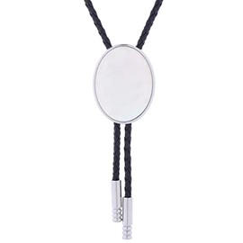 HUABOLA CALYN Bolo tie for Men Western Cowboy Leather Necktie Handmade Natural Stone Minimalist Style Bolo ties (2# White Shell)