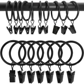 AMZSEVEN 100 Pack Metal Curtain Rings with Clips, Drapery Clips Hooks, Decorative Curtain Rod Clips Hangers 1.5 Inch Interior Diameter Eyelets, Rustproof Vintage Black