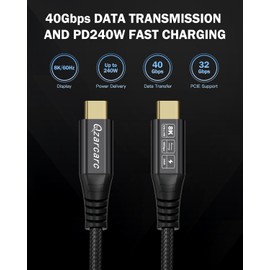 Qzarcarc 40Gbps Thunderbolt 4 Cable, USB 4 Cable 240W Charging Thunderbolt Cable to USB C, 3.3ft Support 8K@60Hz Display for MacBook Pro, Mac Pro/Studio/Mini, iMac, eGPU, Docking, Hub, SSD