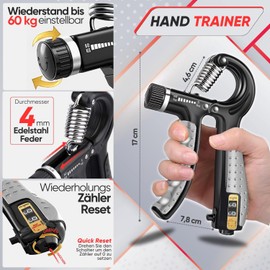 FUNFLEX Hand Trainer, Finger Trainer, Adjustable Grip Strength Trainer Set, 5 Pieces, Forearm Trainer, Finger Stretcher, Neoprene Wrist Band, Finger Grip Trainer, Grip Ring, Hand & Forearm Training