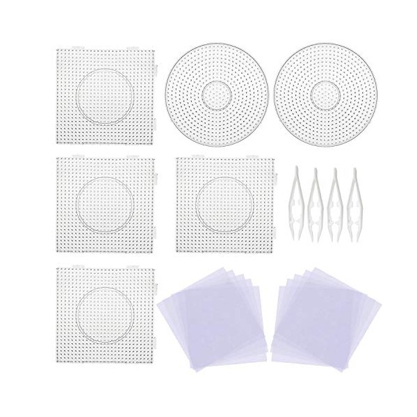 Allazone 5 mm 6 Pack Fuse Beads Boards Large Round