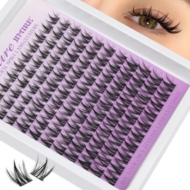 JIMIRE Wispy Lash Clusters Natural Eyelash Clusters C Curly 10-14MM Fairy Cluster Eyelash Extensions with Spikes 110Pcs Manga Lashes Clusters Pestañas Postizas DIY Lash Extensions at Home