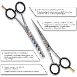 KIMEX LONDON Professional Hairdressing Scissors-Hairdressing Scissors Hair Thinning Scissors Set and Hair Scissors, 6.0 inch + Presentation Case/Box + Black Comb