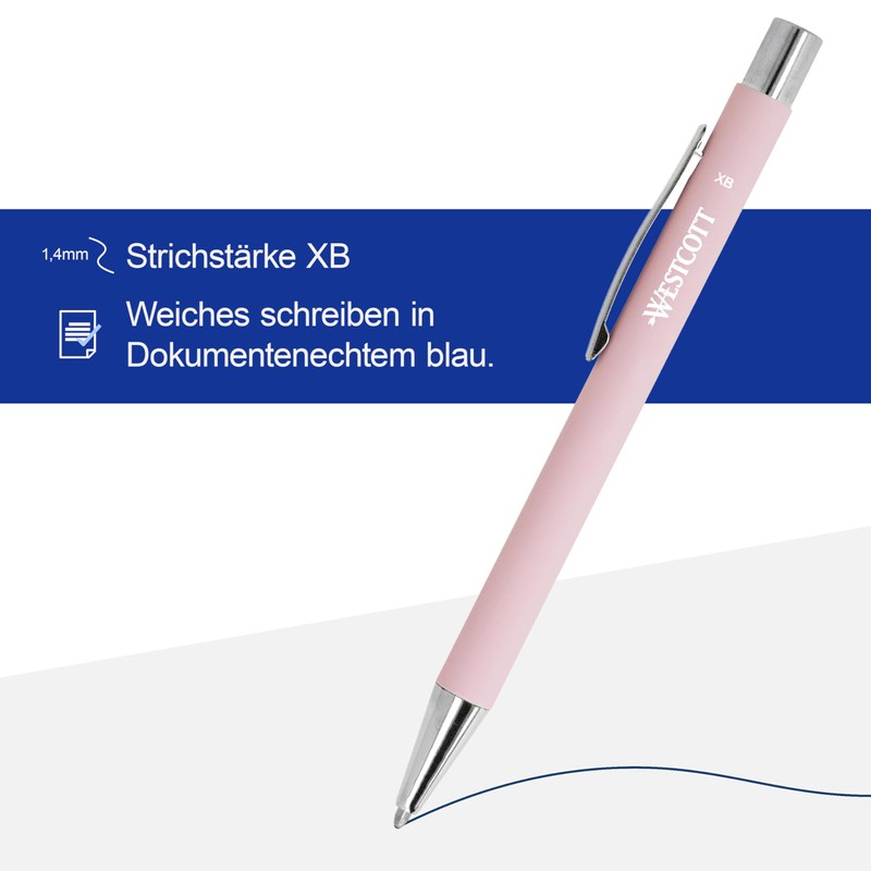 Westcott Premium Ballpoint Pen, Set of 5, Pink Ballpoint Pens