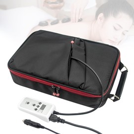 Goodtar Hot Stone Massage Warmer with Temp Control, Double Side Heating Massage Stone Heater, Electric Hot Stones Warmer for Professional/Home Spa, Portable Heating Travel Bag (Black)