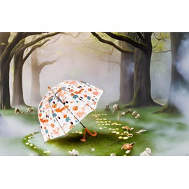 Meichoon Children's Clear Bubble Umbrella Cute Cartoon Animal Umbrella Fibreglass Frame 8 Bones with Dome Canopy and Lightweight Wind and Rain Protection Long Handle for 3-8 Years Old Kids