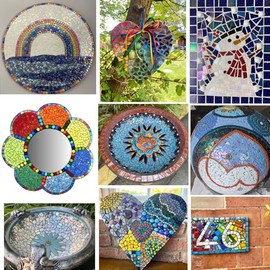 Youway Style Iridescent Cream Glass Mosaic Tiles for Crafs Bulk,200g Broken Stained Glass Pieces for Crafts DIY Spring Mosaic Art Decor