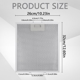 2 Pcs Aluminum Cooker Hood Filters, 320x260mm 5-Layer Aluminum Universal Cooker Hood Filter, Mesh Hood Vent Filter Fit for Many Leading Brand