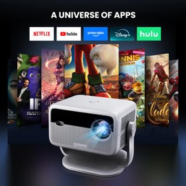 Futuzen Smart Projector 600 ANSI, Native 1080P 4K Support, WiFi 6 & Bluetooth 5.2, Auto Keystone & Focus, Built-in Apps, Portable Movie Projector for Bedroom & Outdoor