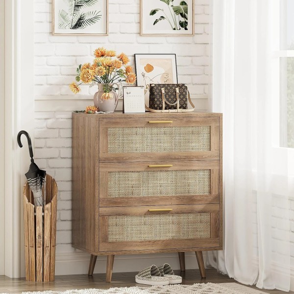 Does not apply 3 Drawer Dresser for Bedroom Rattan Dresser