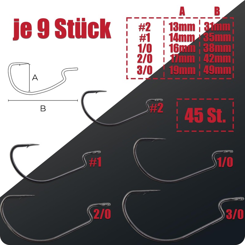 Paradox Fishing Premium Offset Hooks Set of 45 I Each