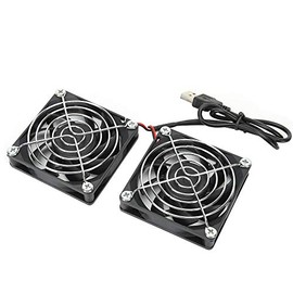 Ventilador de Refrigeración de 5 V DIY PC, USB Power Cooling Dual Fan Router Enfriador de Disipación de Calor para RT-AC68U AC86U EX6200