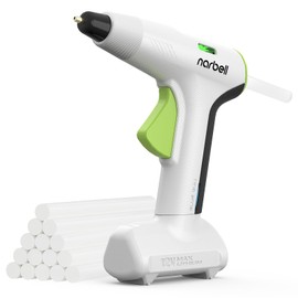 Narbell Cordless Hot Glue Gun Kit with 30 Pcs Sticks,Less Drip Nozzle,12s Preheating,2Ah Battery,Auto Shut-Off,for School Crafts DIY Arts Project Home Repairs Party Decorations (12V Grey)