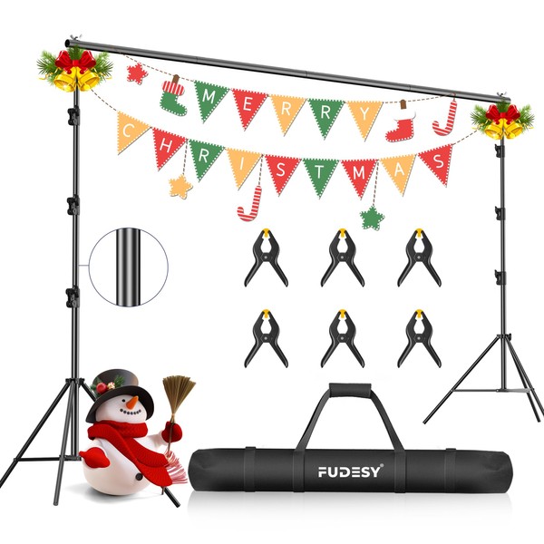 FUDESY 10x12ft Photo Video Studio Heavy Duty Photo Backdrop Stand, Adjustable Photography Background Stand Support System Kit with 4 Crossbars, 6 Backdrop Clamps, Carrying Bag for for Parties Wedding